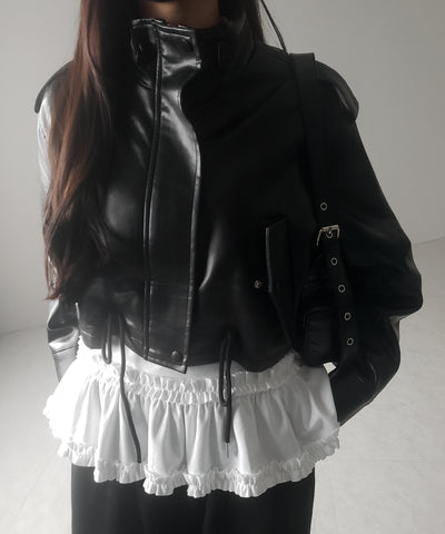 【 ３color 】裾フリルレイヤード長袖トップス ／ hem frill layered long sleeve tops