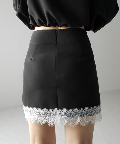 【 セットアップ着用可能 】サイドラインハイウエストミニスカート ／ sideline high waist mini skirt