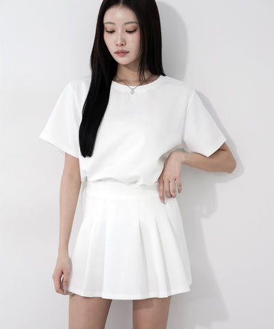 【 セットアップ 】オーバーサイズ半袖Ｔシャツ＋プリーツミニスカート SET ／( SETUP ) oversize shortsleeve Tee + pleated mini skirt SET