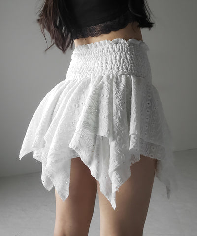 【 トップスとしても使える２WAY 】シャーリングリボンフリルビスチェミニスカート ／ shirring ribbon frill bustier mini skirt