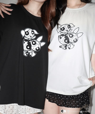【THE POWERPUFF GIRLS】パワーパフガールズビッグプリントオーバーサイズＴシャツ / big print oversize Tee【 セットアップ着用可能 】