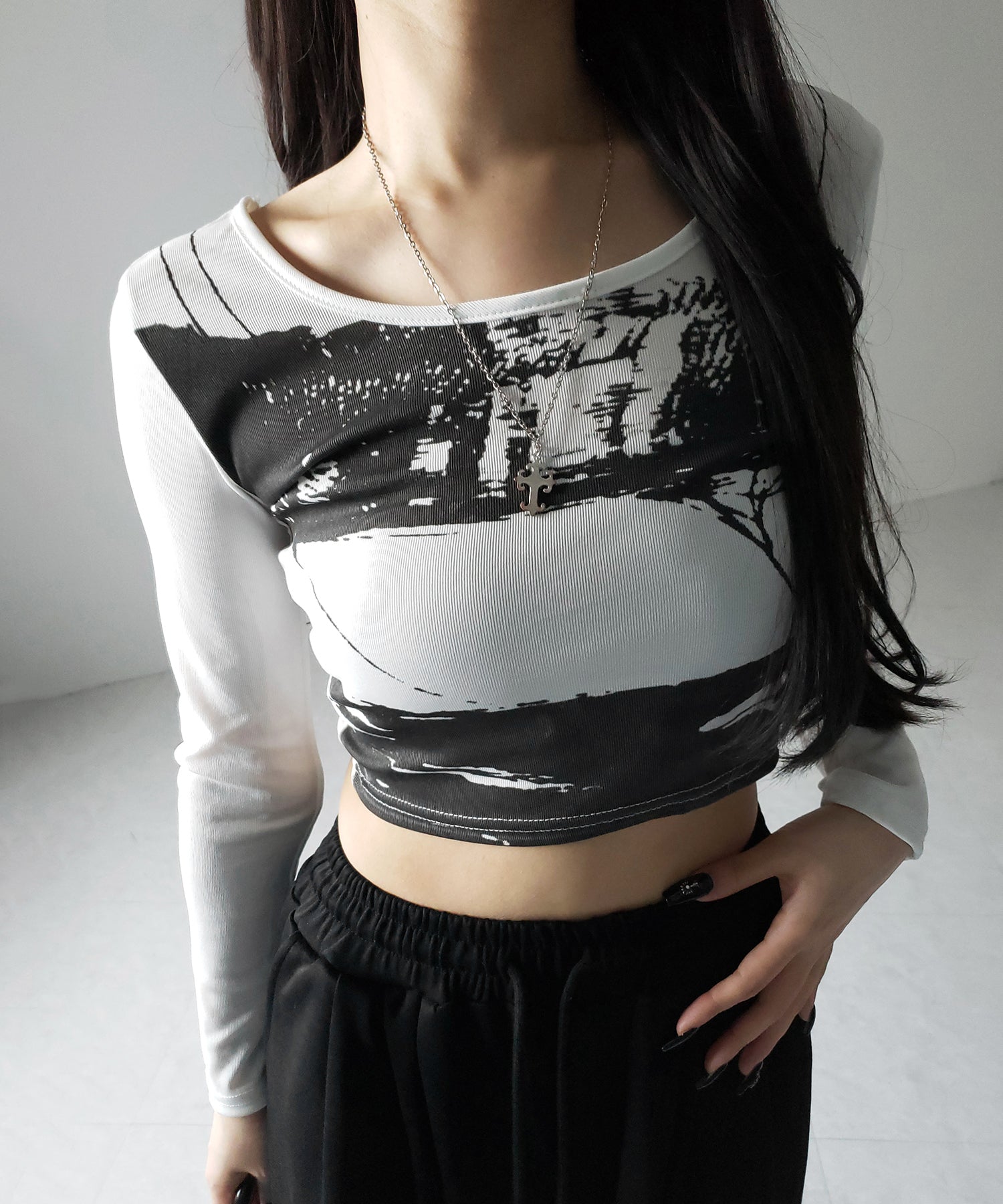 【 ２color 】ヴィンテージプリントショートリブＴシャツ ／ vintage print short lib t-shirt
