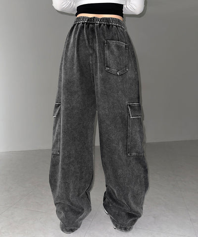 【 裾絞り可能２WAY 】ピグメントヴィンテージタックカーゴスウェットパンツ ／ pigment vintage tuck cargo sweatpants