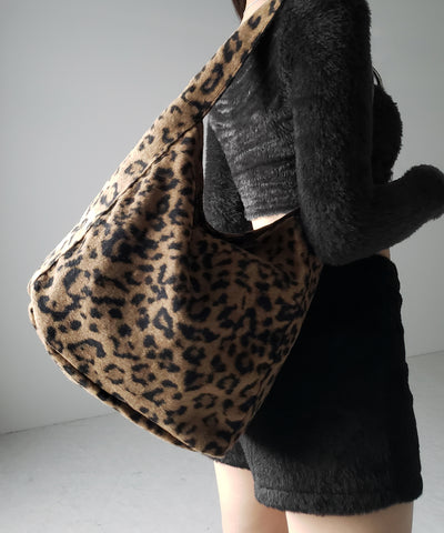 【 ２color 】レオパードワンハンドルショルダートートバッグ ／ leopard onehandle shoulder tote bag
