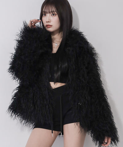 シャギーフェイクファーレディミドルコート ／ shaggy fake fur lady middle coat
