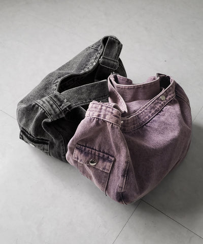 【 ２color 】ブラックタグヴィンテージデニムショルダーバッグ ／ black tag vintage denim shoulder bag