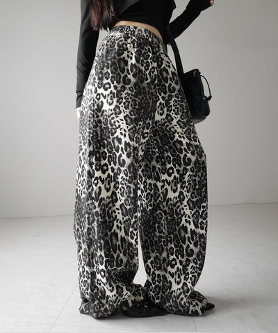 【 ２color 】ヴィンテージライクレオパードツイルワイドパンツ ／ vintage like leopard twill wide pants