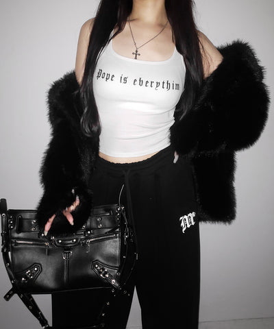 【 ２color 】グランジロゴバッククロスキャミソールトップス ／ grunge logo back logo camisole tops