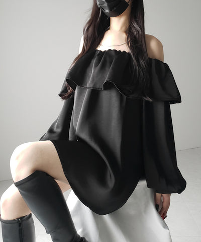 【 ２color 】オフショルダーフリルオーバーミニワンピース ／ off shoulder frill over mini onepiece