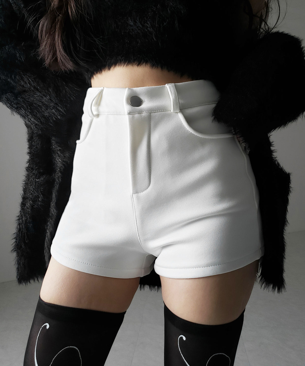裏起毛ハイウエストタイトスパンショートパンツ ／ urakimo high waist tight span short pants