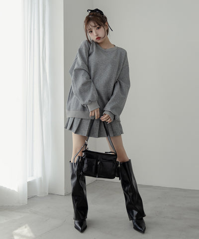 【 ２color 】ポインテッドトゥフェイクレザーカバーロングブーツ ／ pointed toe fake leather covered long boots