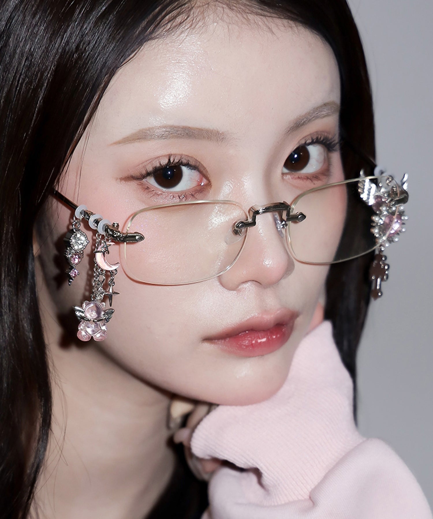 カスタムチャームリムレスメガネ ／custom charm rimless glasses