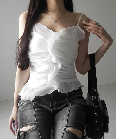 【 ２color 】オーガンジーボリュームフリルビスチェ ／ organdy volume Frill Bustier