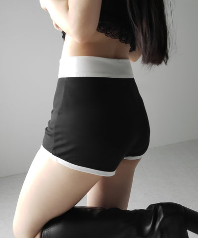 【 ２color ／２size 】バイカラーマイクロミニスパンショートパンツ ／ bicolor micro mini span short pants