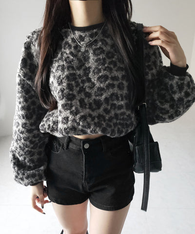 【 ２WAY 】レオパードショートボアプルオーバー ／ 2WAY reopard short boa pullover