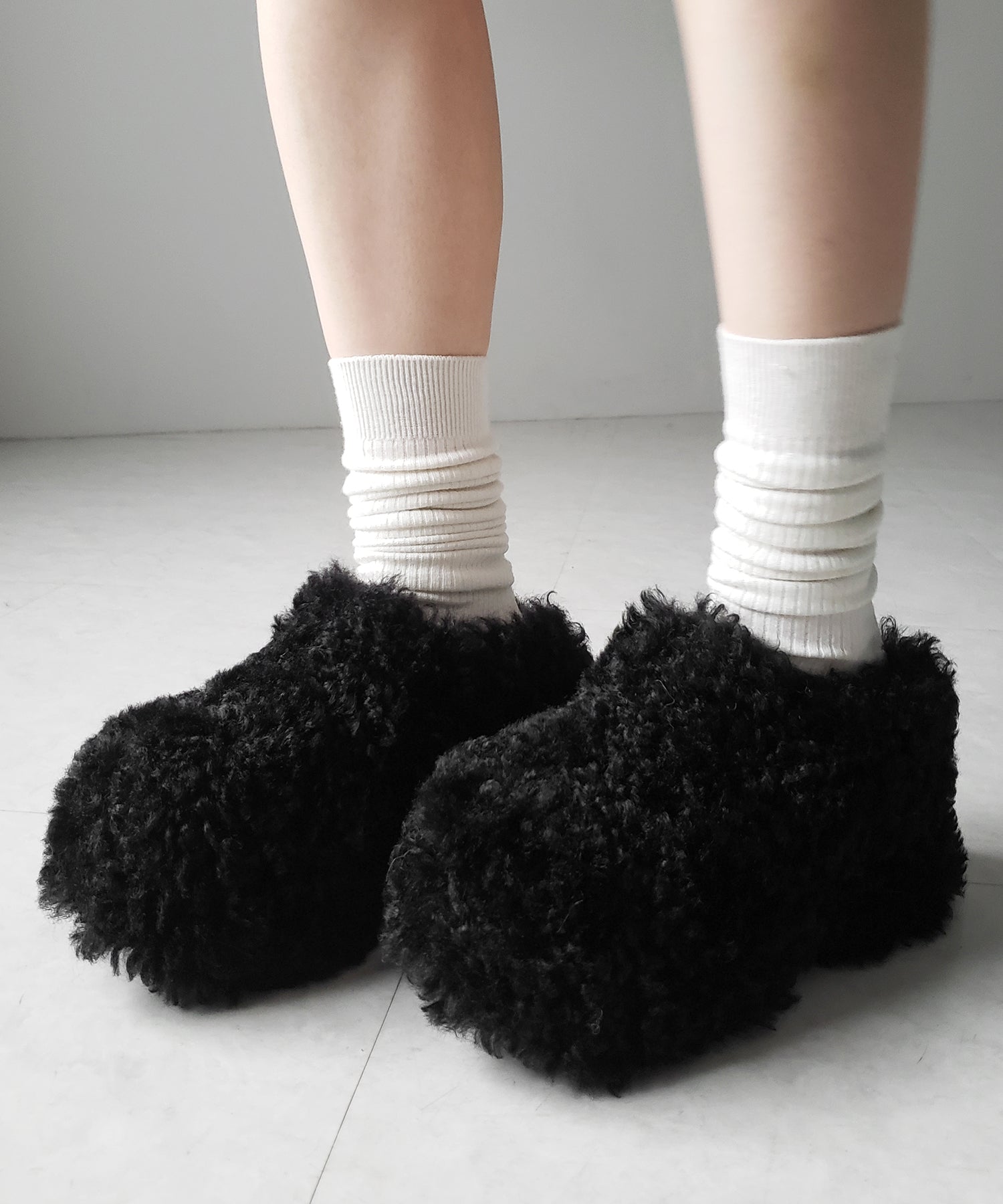 厚底テディボアサボサンダル ／ platform teddy boa sabo sandals