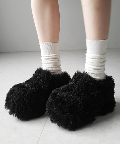 厚底テディボアサボサンダル ／ platform teddy boa sabo sandals