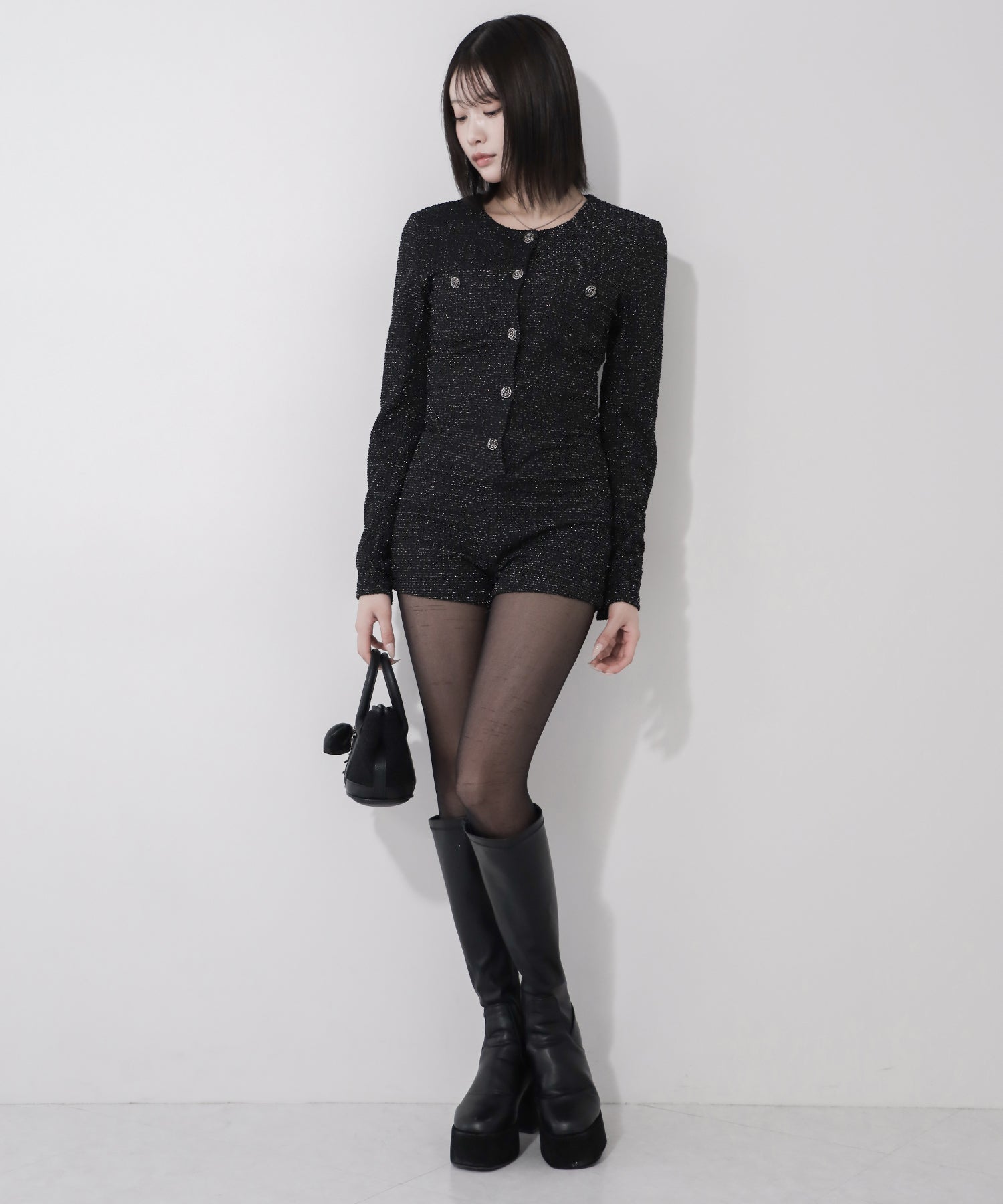 ブラックツイードレディミニオールインワン ／ black tweed lady mini allinone