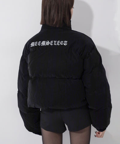 【 大好評につきロゴ無しバージョン追加！ 】グランジロゴ刺繍ショートパフダウンジャケット ／ grunge logo embroidery short puff down jacket