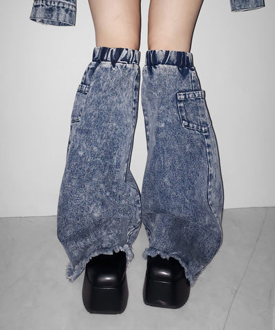 【 セットアップ着用可能 】ヴィンテージケミカルブリーチデニムレッグカバー ／ vintage chemical bleach denim leg cover