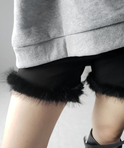 【 ４size 】ヘムフェザーバイカーショートパンツ ／ hem feather biker short pants