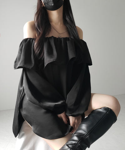 【 ２color 】オフショルダーフリルオーバーミニワンピース ／ off shoulder frill over mini onepiece