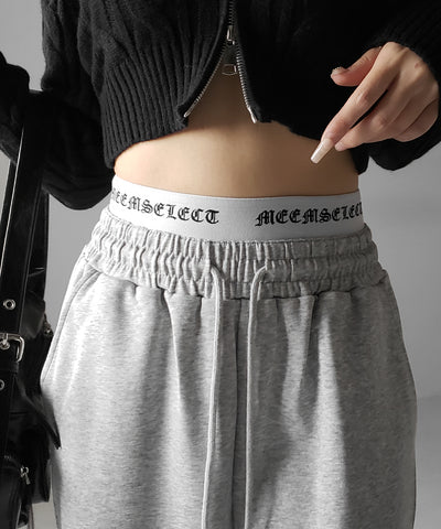 ウエストグランジロゴスウェットワイドパンツ ／ waist grunge logo sweat wide pants