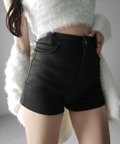 裏起毛ハイウエストタイトスパンショートパンツ ／ urakimo high waist tight span short pants
