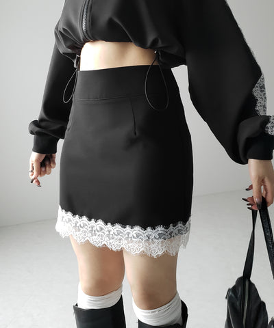 【 セットアップ着用可能 】サイドラインハイウエストミニスカート ／ sideline high waist mini skirt