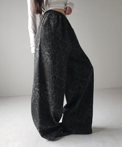【 ２color 】ヴィンテージライクレオパードツイルワイドパンツ ／ vintage like leopard twill wide pants