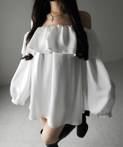 【 ２color 】オフショルダーフリルオーバーミニワンピース ／ off shoulder frill over mini onepiece