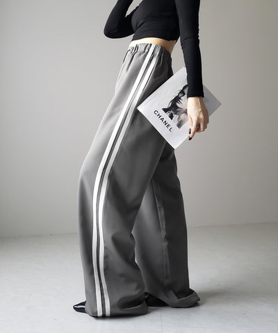 【 ３size／３color 】２WAYドロストサイドラインルーズトラックワイドパンツ