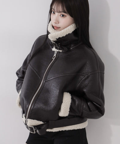 B-3ヴィンテージレザーボアムートンジャケット ／ B-3 vintage leather boa mouton jacket