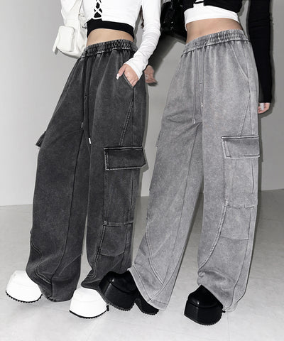 【 裾絞り可能２WAY 】ピグメントヴィンテージタックカーゴスウェットパンツ ／ pigment vintage tuck cargo sweatpants