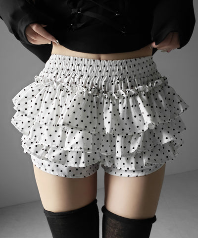 ティアードフリルドットショートパンツ ／ tiered frill dot short pants
