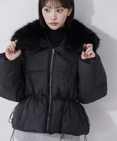 ファーカラーウエストマークミディダウンジャケット ／ fur collar waist-mark midi down jacket