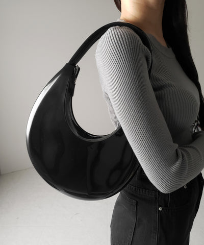 【 ２color 】 PVC ハーフムーンショルダーバッグ ／ PVC HALF MOON SHOULDER BAG