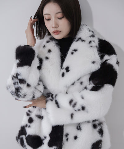 カウミドルフェイクファコート ／ cow middle fakefur coat