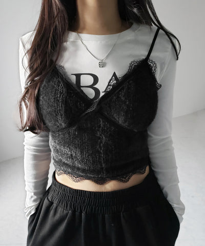 【 カップ付き 】シャギーファーショートビスチェキャミソール ／ shaggy fur short bustier camisole