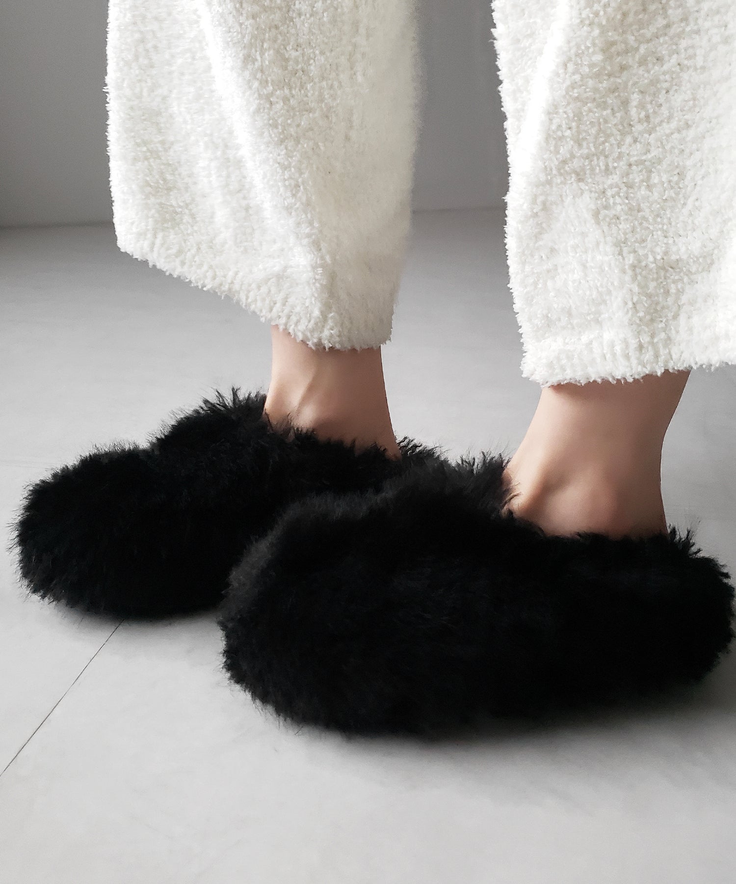 クリンクルフェイクファールームシューズ ／ crinkle fake fur room shoes