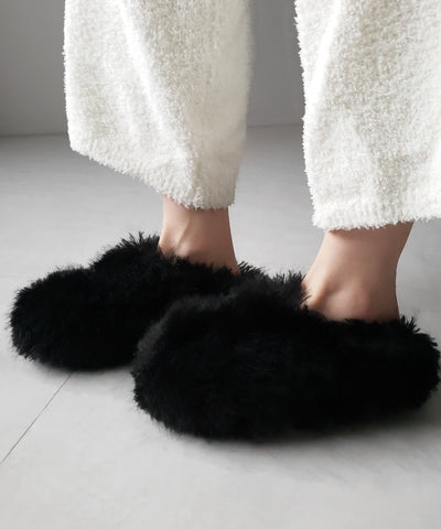 クリンクルフェイクファールームシューズ ／ crinkle fake fur room shoes