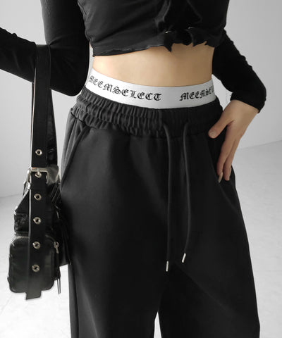 ウエストグランジロゴスウェットワイドパンツ ／ waist grunge logo sweat wide pants