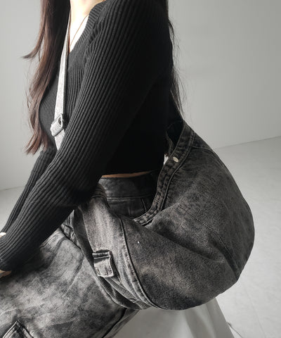 【 ２color 】ブラックタグヴィンテージデニムショルダーバッグ ／ black tag vintage denim shoulder bag