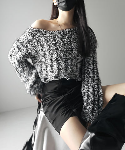 【 ２color 】マシュマロダメージショートニット ／ marshmallow damage short knit
