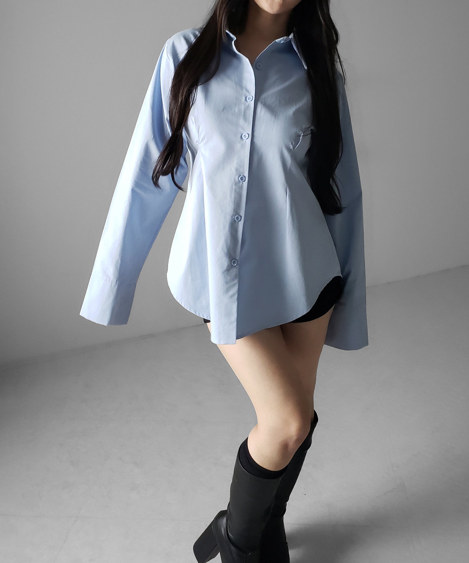 ウエストタックフレアレディシャツ ／ waist tuck flare lady shirts