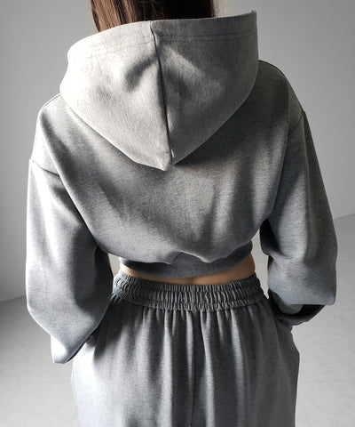 【 セットアップ 】ダブルジップショートパーカー ＋ タックワイドスウェットパンツ SET ／ double zip short hoodie + tuck wide sweat pants SET