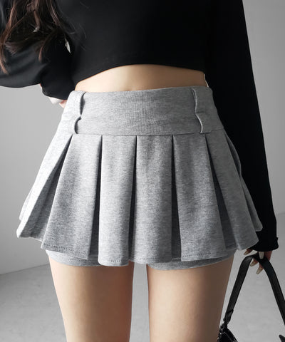 【 インパン裏地付 】プリーツスウェットマイクロミニスカパン ／ plests sweat micro mni skirt pants