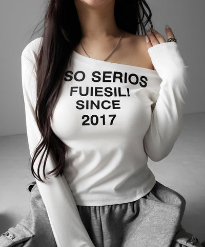 コンパクトロゴワンショルルーズロンT ／ compact logo one-Shoulder loose long-sleeve T-Shirt