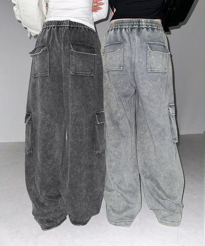 ピグメントヴィンテージヘビーワイドカーゴスウェットパンツ ／ pigment vintage heavy wide cargo sweatpants