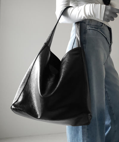 【 ２color ／ 大容量 】フェイクシボレザーワンハンドルショルダーバッグ ／ fake shibo leather onehandle shoulder bag